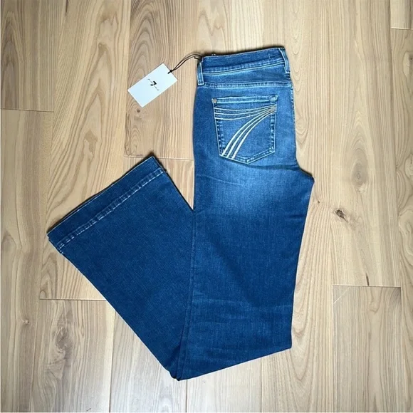 7 For All Mankind Dojo Original Trouser NWT Size 28 7FAMK Silver Stitching - Picture 2 of 11